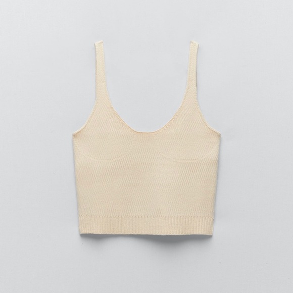 ZARA Cream Chunky knit tank top - Picture 3 of 6